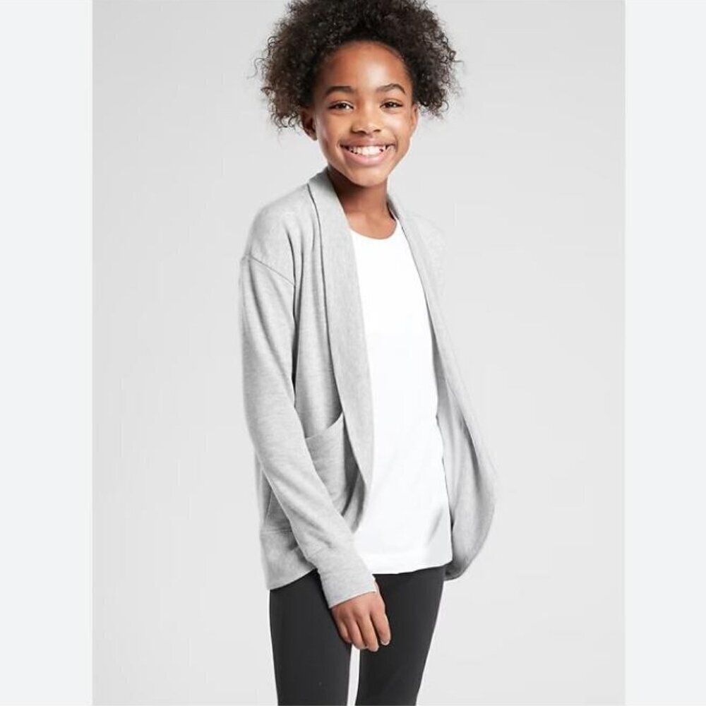 Athleta Girls Wrap 'n' Roll Cozy Grey Cardigan Sweater - Size XL